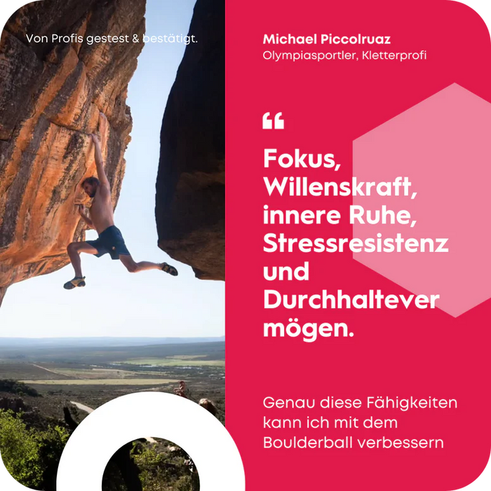 The Boulderball POWER Bundle combines a bouldering ball, rubber ring, and tension band