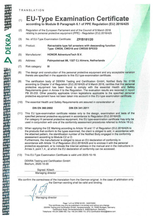 DESCENTE PARFAITE Dispositif d'assurage automatique Speed ​​Drive 