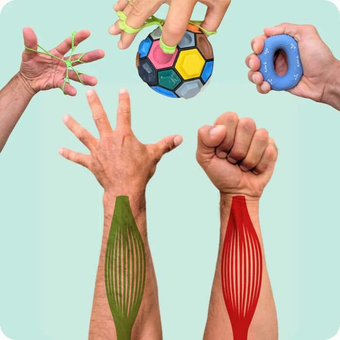 The Boulderball POWER Bundle combines a bouldering ball, rubber ring, and tension band